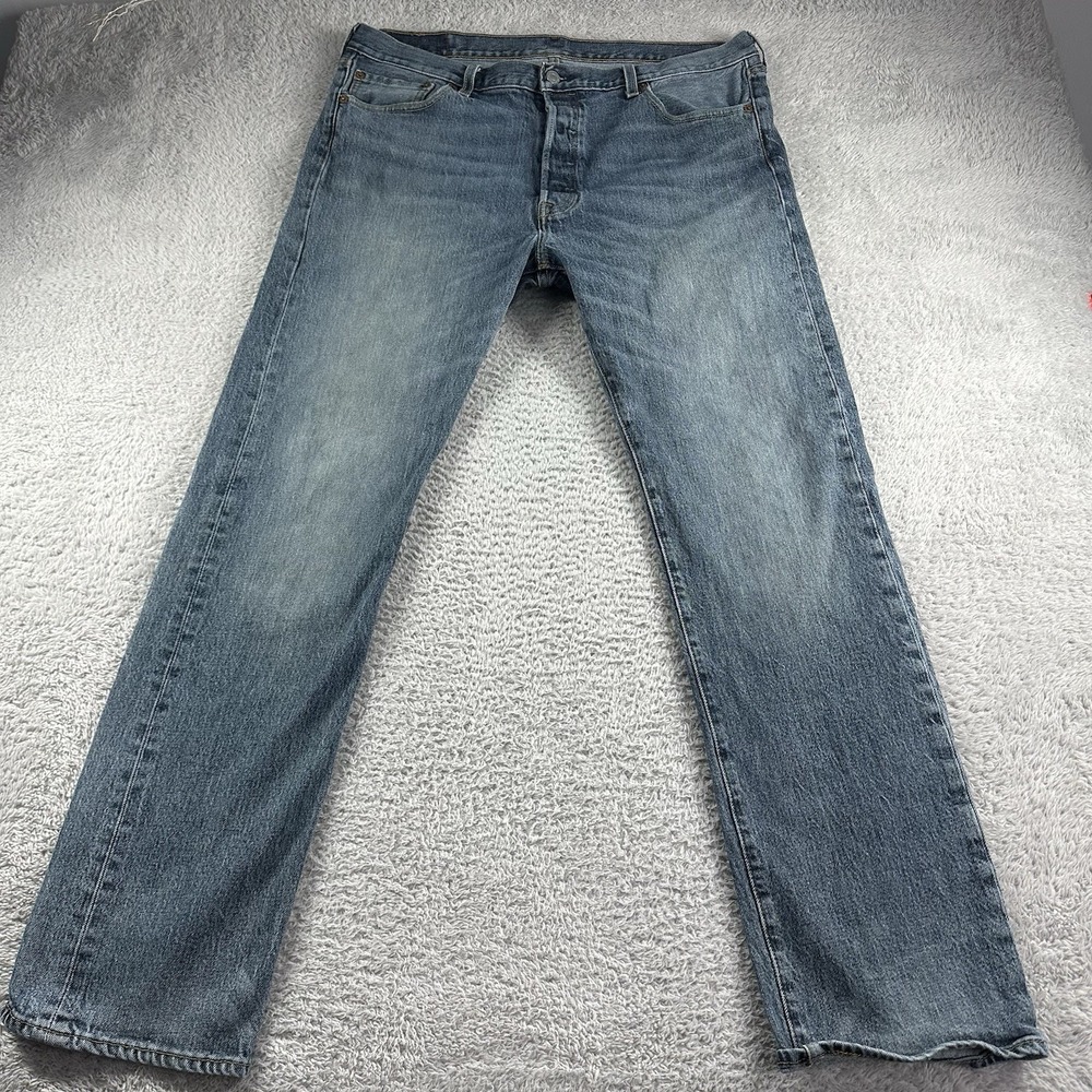Y2K Vintage Levi's 501 Jeans Mens 36x32 (35x31) Blue Denim Button Fly Fade‎